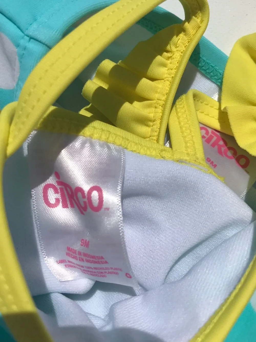 Circo Blue & Yellow Polka Dot 2PC Swimsuit / Bathing Suit Size 9M